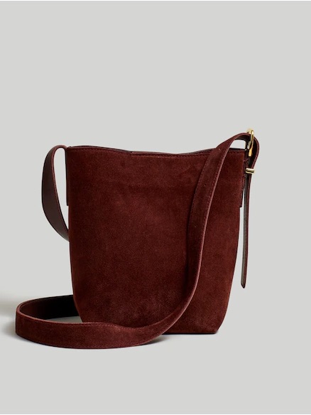 Madewell The Essential Mini Bucket Tote Suede In Chocolate Raisin